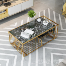 Nordic marble coffee table living room iron office creative tea table